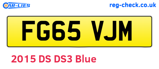 FG65VJM are the vehicle registration plates.