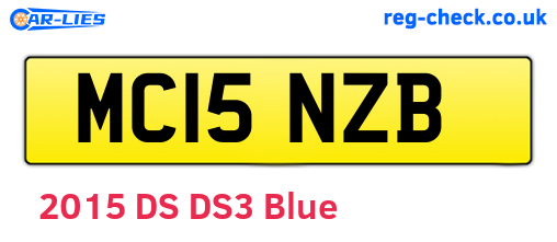 MC15NZB are the vehicle registration plates.