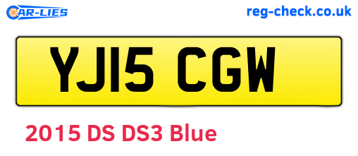 YJ15CGW are the vehicle registration plates.