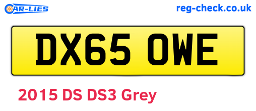 DX65OWE are the vehicle registration plates.