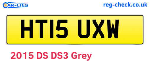 HT15UXW are the vehicle registration plates.