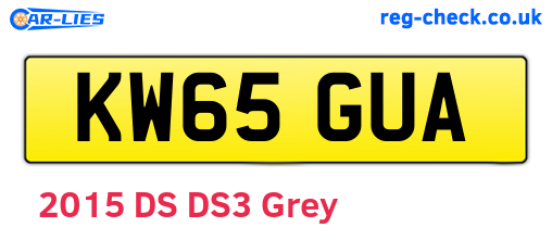 KW65GUA are the vehicle registration plates.