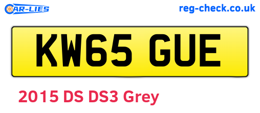 KW65GUE are the vehicle registration plates.