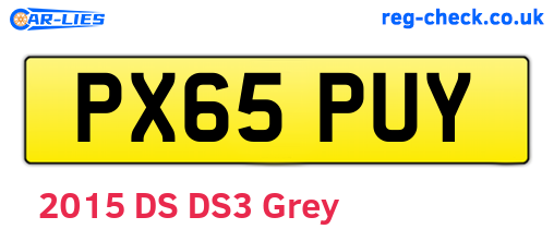 PX65PUY are the vehicle registration plates.