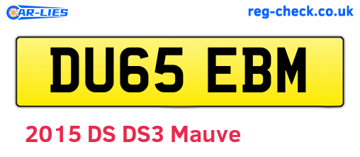 DU65EBM are the vehicle registration plates.