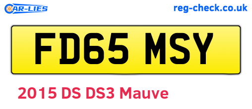 FD65MSY are the vehicle registration plates.