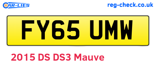 FY65UMW are the vehicle registration plates.