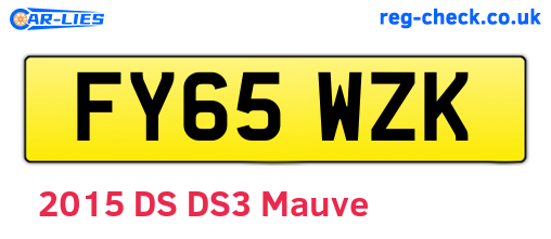 FY65WZK are the vehicle registration plates.