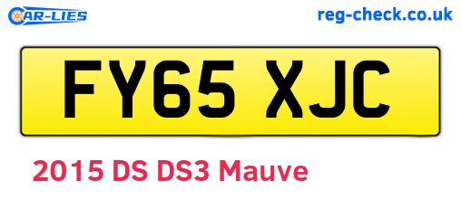 FY65XJC are the vehicle registration plates.