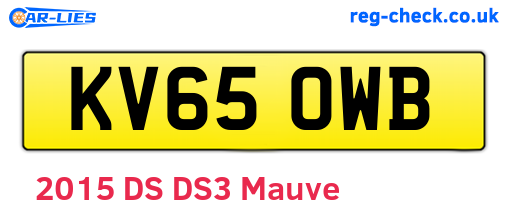KV65OWB are the vehicle registration plates.