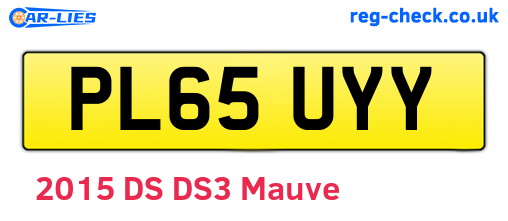 PL65UYY are the vehicle registration plates.
