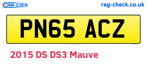 PN65ACZ are the vehicle registration plates.