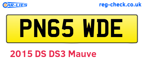 PN65WDE are the vehicle registration plates.