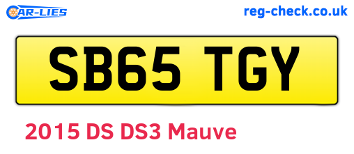 SB65TGY are the vehicle registration plates.