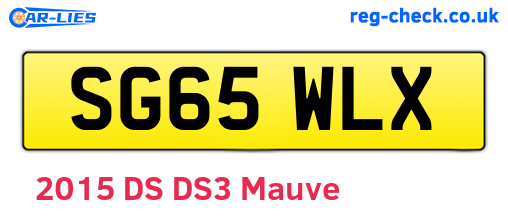 SG65WLX are the vehicle registration plates.