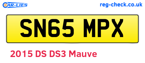 SN65MPX are the vehicle registration plates.