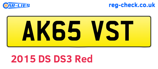 AK65VST are the vehicle registration plates.