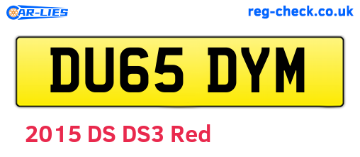 DU65DYM are the vehicle registration plates.