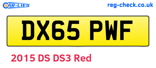 DX65PWF are the vehicle registration plates.