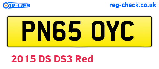 PN65OYC are the vehicle registration plates.