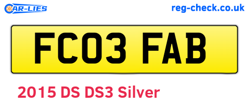 FC03FAB are the vehicle registration plates.