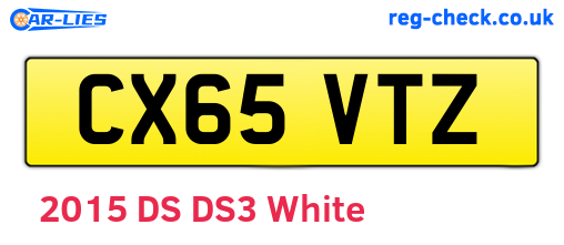 CX65VTZ are the vehicle registration plates.