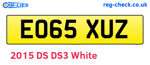 EO65XUZ are the vehicle registration plates.