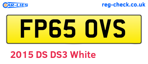 FP65OVS are the vehicle registration plates.