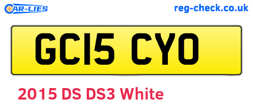 GC15CYO are the vehicle registration plates.