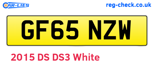 GF65NZW are the vehicle registration plates.