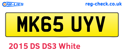 MK65UYV are the vehicle registration plates.