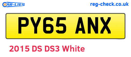 PY65ANX are the vehicle registration plates.