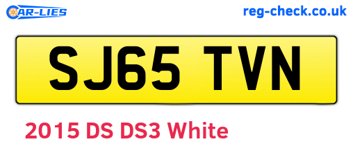 SJ65TVN are the vehicle registration plates.