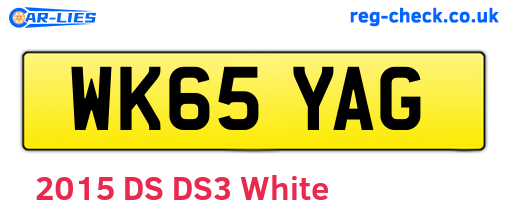 WK65YAG are the vehicle registration plates.