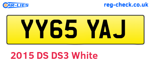 YY65YAJ are the vehicle registration plates.