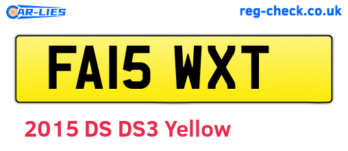 FA15WXT are the vehicle registration plates.