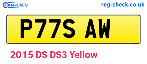 P77SAW are the vehicle registration plates.