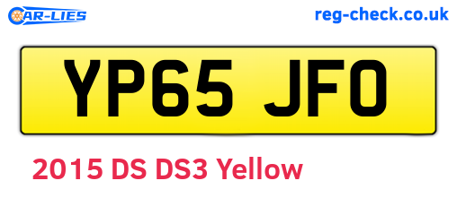 YP65JFO are the vehicle registration plates.