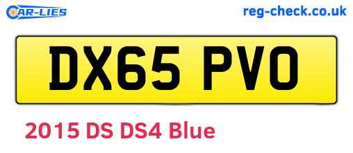 DX65PVO are the vehicle registration plates.