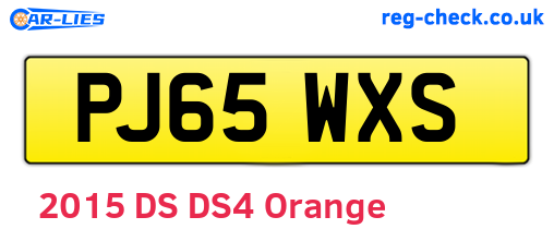 PJ65WXS are the vehicle registration plates.