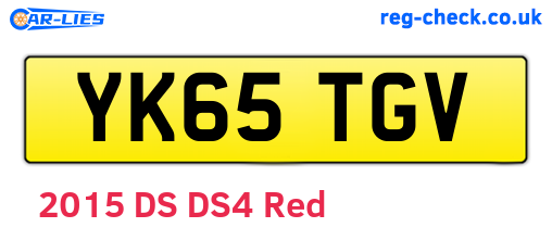 YK65TGV are the vehicle registration plates.