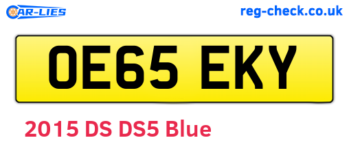 OE65EKY are the vehicle registration plates.