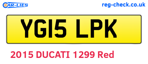 YG15LPK are the vehicle registration plates.