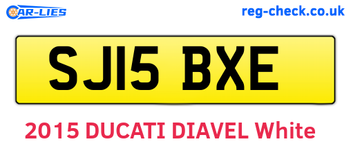 SJ15BXE are the vehicle registration plates.