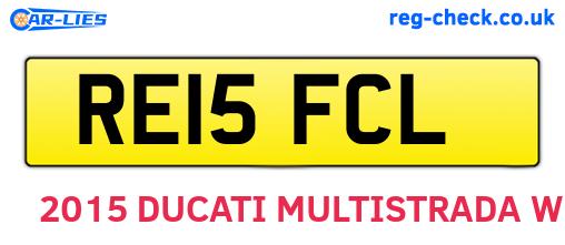 RE15FCL are the vehicle registration plates.