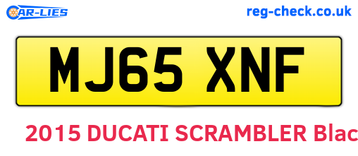 MJ65XNF are the vehicle registration plates.