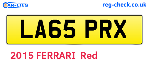 LA65PRX are the vehicle registration plates.