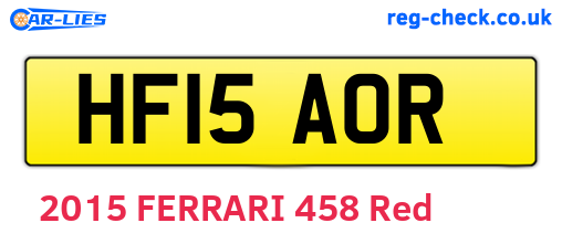 HF15AOR are the vehicle registration plates.