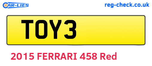 TOY3 are the vehicle registration plates.