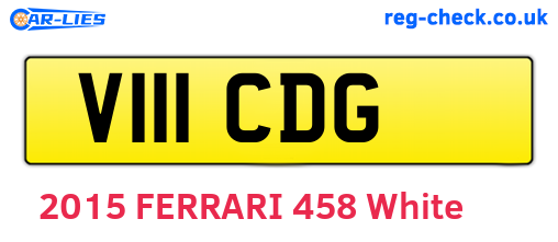 V111CDG are the vehicle registration plates.